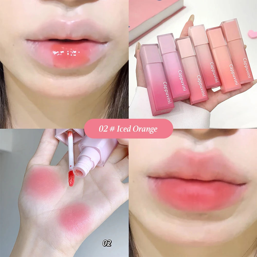 Cappuvini Nude Water Mist Lip Glaze Matte Velvet White Lip Gloss Long-lasting Lipstick