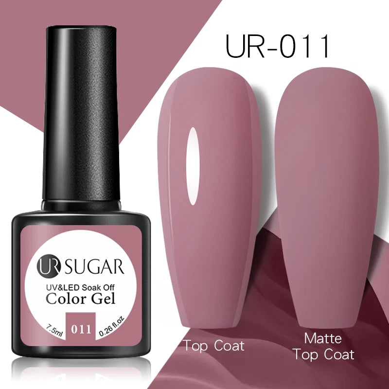UR SUGAR 7.5ml Rose Glitter Solid Color Gel Nail Polish Jelly Nude Pink Semi Permanent DIY Nail Art UV LED Soak Off Gel