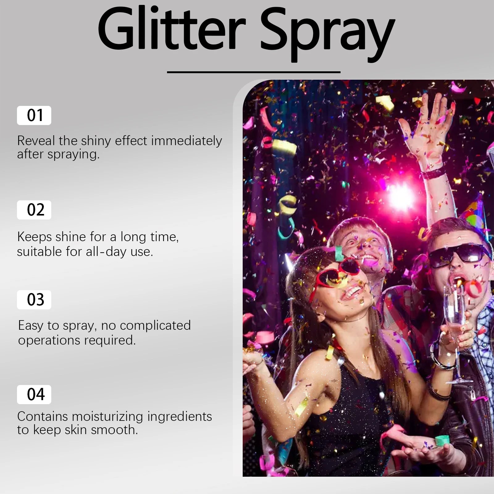 Fashion Highlighter Powder Spray for Hair Body Clothes Shiny High Gloss Glitter Powder Spray For Christmas Holiday Party