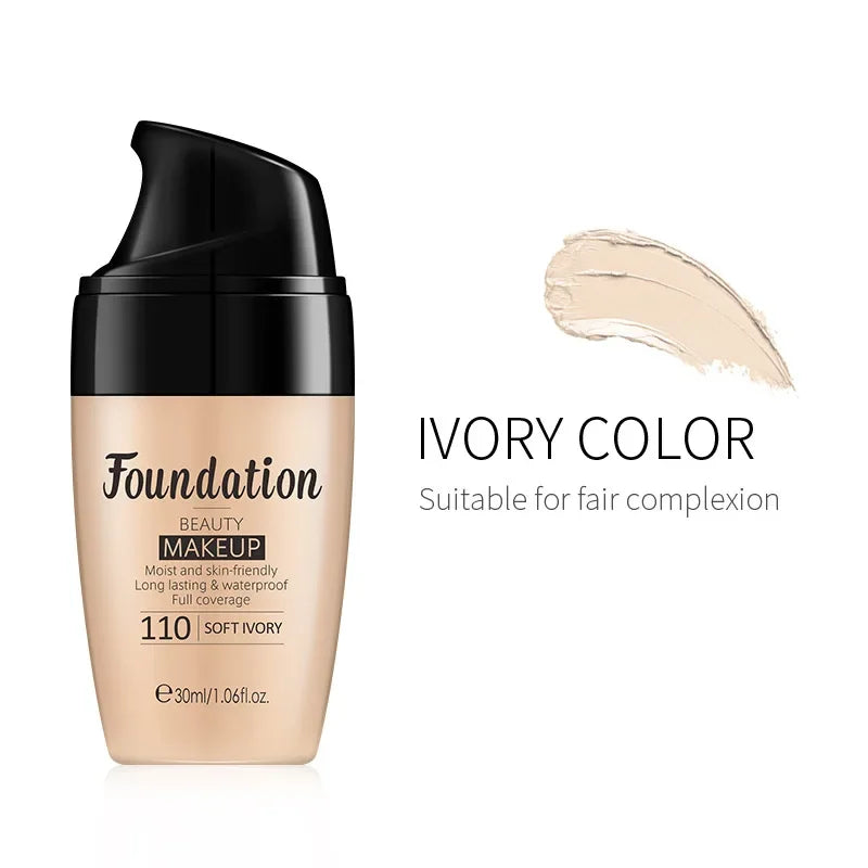 LAIKOU 30ml Liquid Foundation | Moisturizing, Long-Lasting, Natural Brightening Face Base, Smooth Tone Makeup