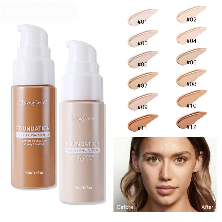 Liquid Foundation | Full Coverage, Conceals Imperfections Effectively, Waterproof & Sweat-Resistant, Professional Makeup for Smooth, Flawless Skin