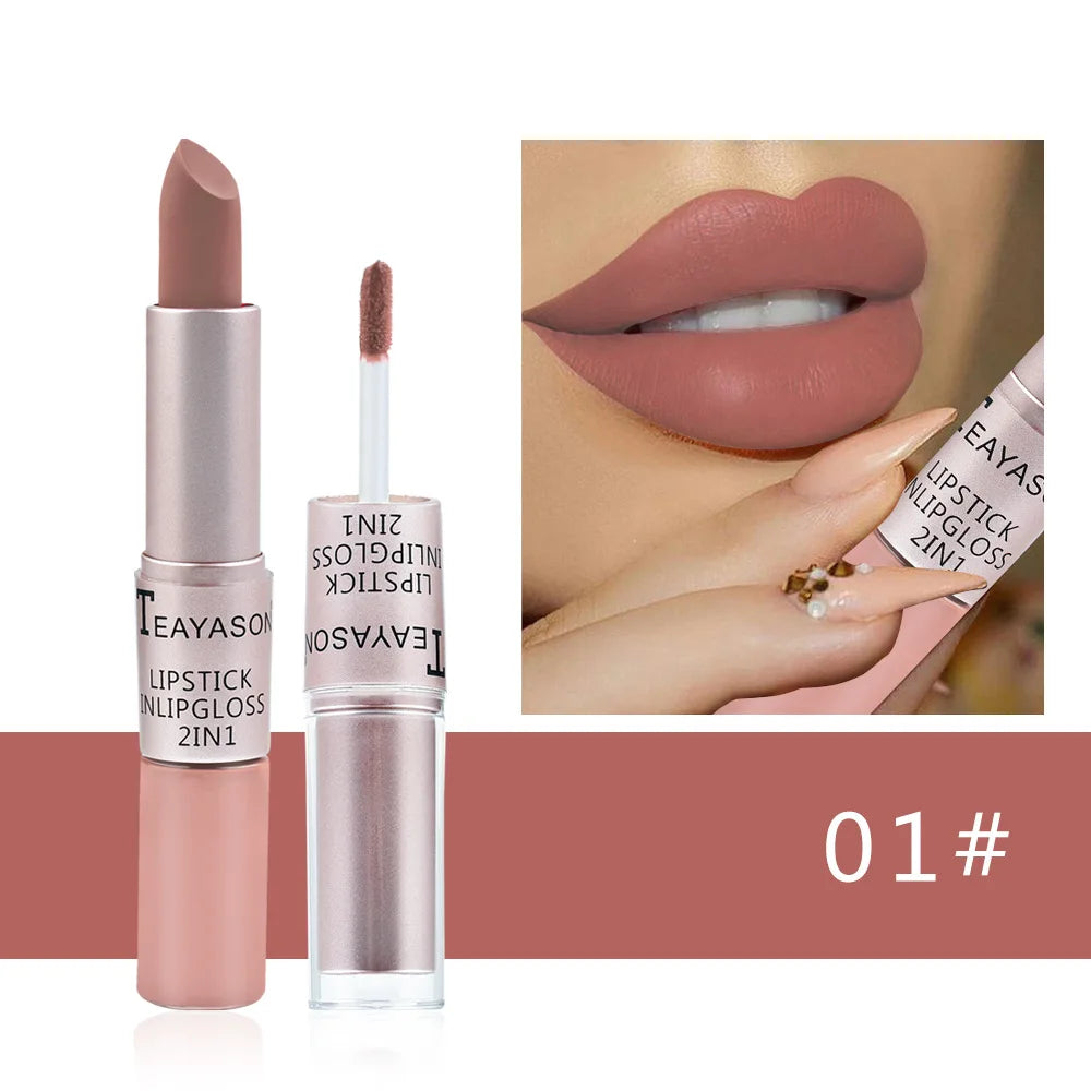 Matte Liquid Lipstick Waterproof Non Transfer Long Wear Pink Lip Gloss Tint Moisturizing Makeup for Women Ladies