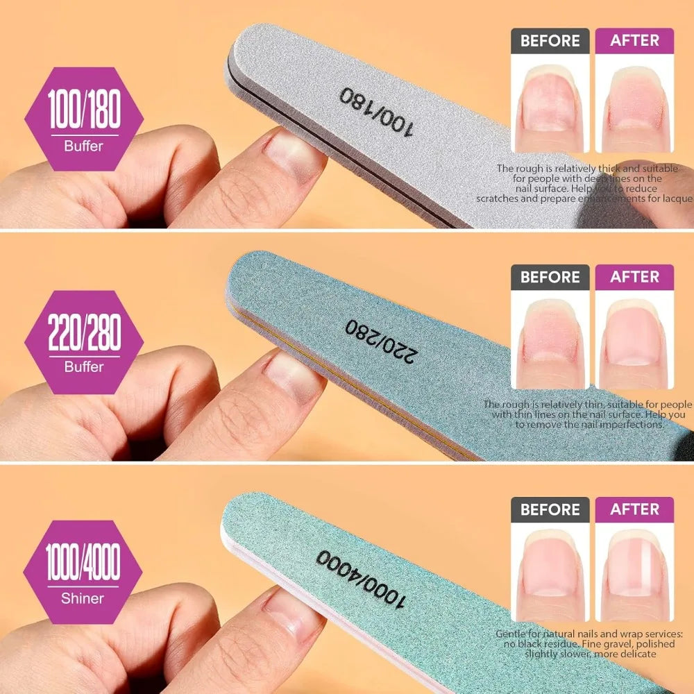 Nail File Nail Buffer for Teens, Nail File & Natural Nail Buffer in 6 Pack, Nail Sandboard, Nail Buffer & Gloss Kit Nail File