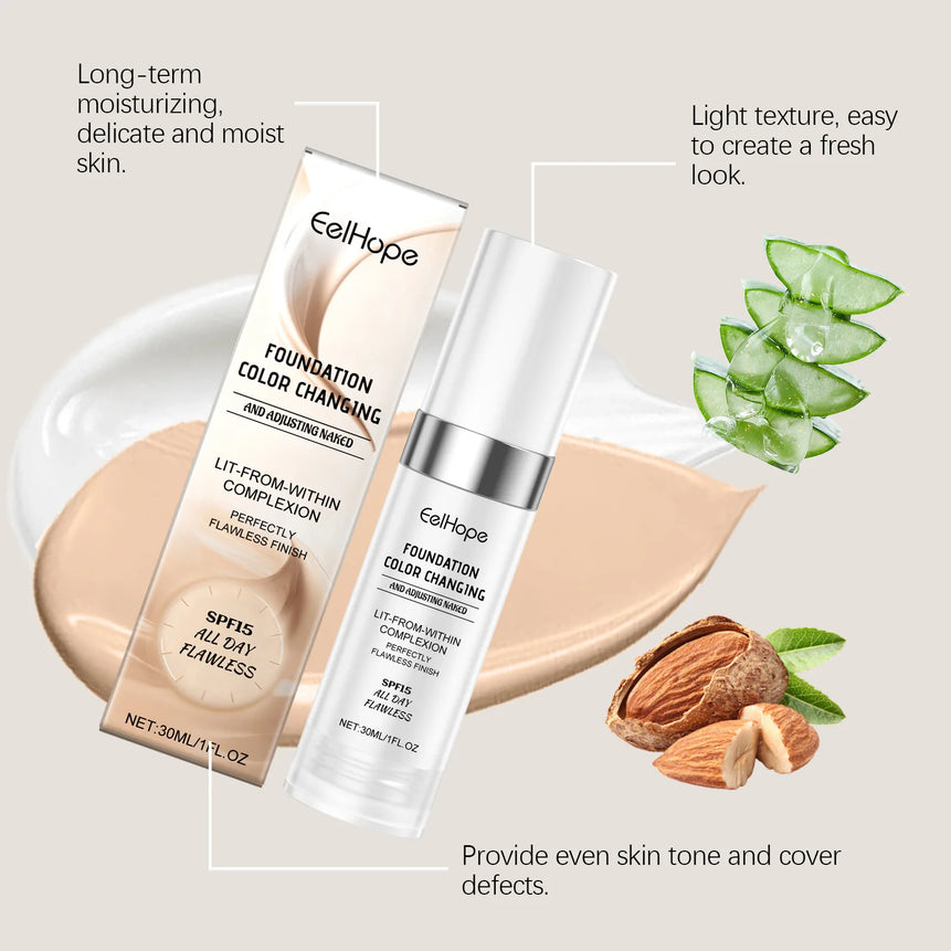 Foundation Color Changing Makeup Concealer Long Lasting Moisturizing Nourishing Skin Face Oil-Control Concealer Base Cosmetics