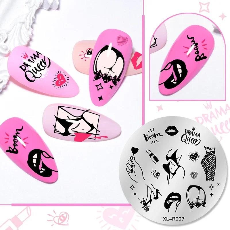 1PC Flower Leaves Line Geometric Stamping Plates Abstract Lady Face Nail Stamp Templates Printing Stencil Nail Art Decoration