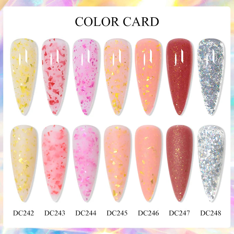 7ML Gold Foil Quick Extension Nail Gel Vernis Semi Permanent Acrylic Crystal Pink Clear Nude Gel Nail Polish UV Construction Gel
