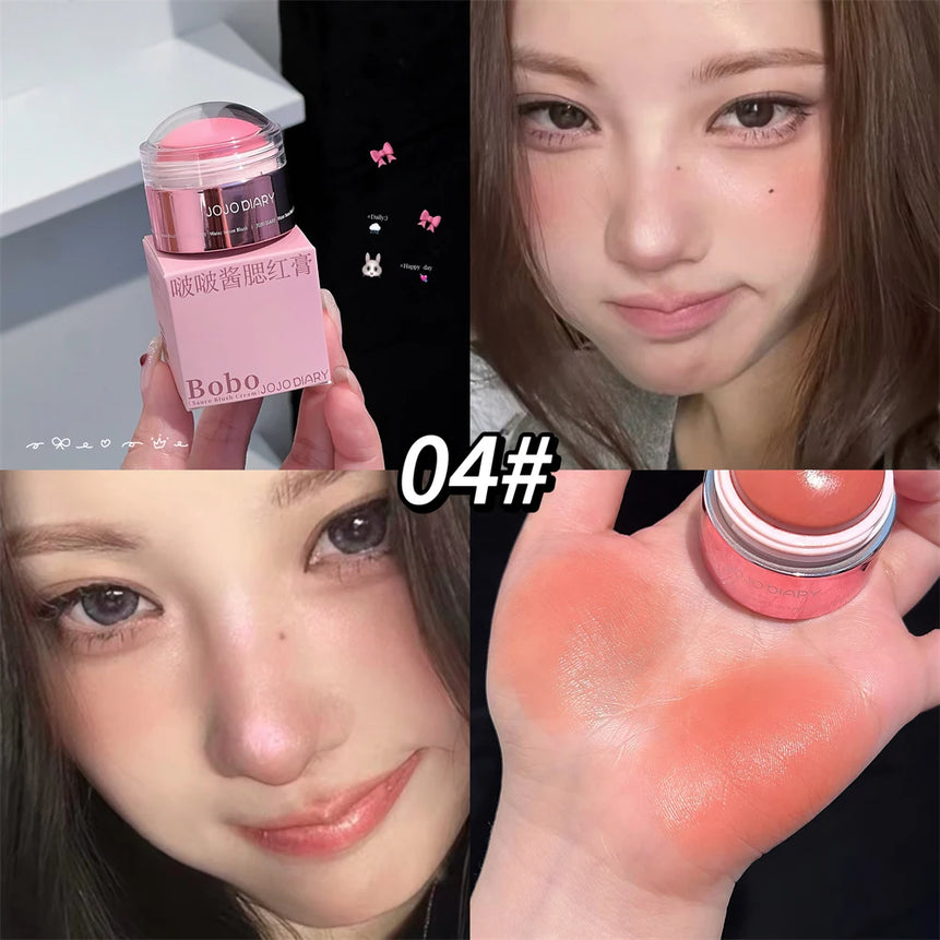 Matte Nude Apricot Blusher Cream Brighten Face Rouge Contouring Makeup Natural Mousse Blush Mud Peach Cream Cheek Tint Cosmetics