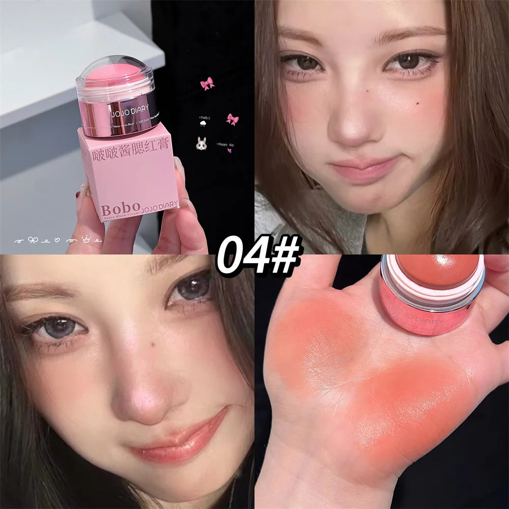 Matte Nude Apricot Blusher Cream Brighten Face Rouge Contouring Makeup Natural Mousse Blush Mud Peach Cream Cheek Tint Cosmetics