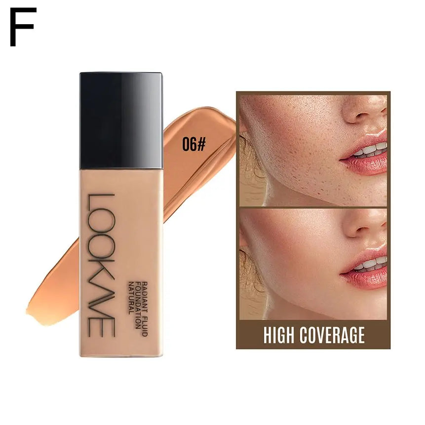 LOOKAVE Liquid Foundation | Long-Lasting, Full Coverage, Matte Finish, Moisturizing Liquid Base, Conceals Imperfections, Smooth Natural Makeup