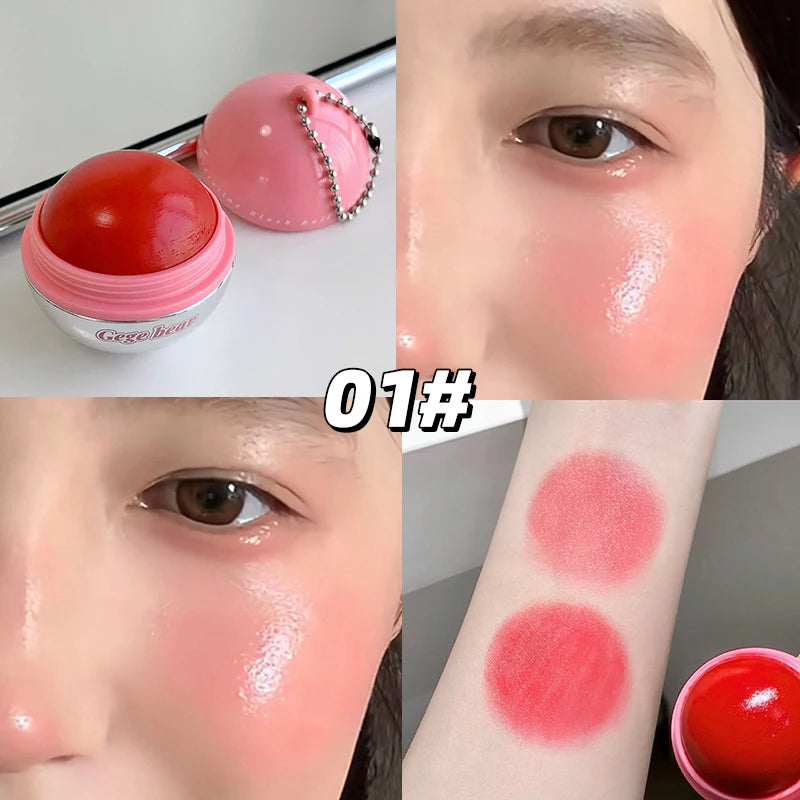 Gege Bear Juice Blush Ball Water Light Blusher Brightening Face Easy Color Multi-Use Blush Makeup Suitable for Lips and Cheeks