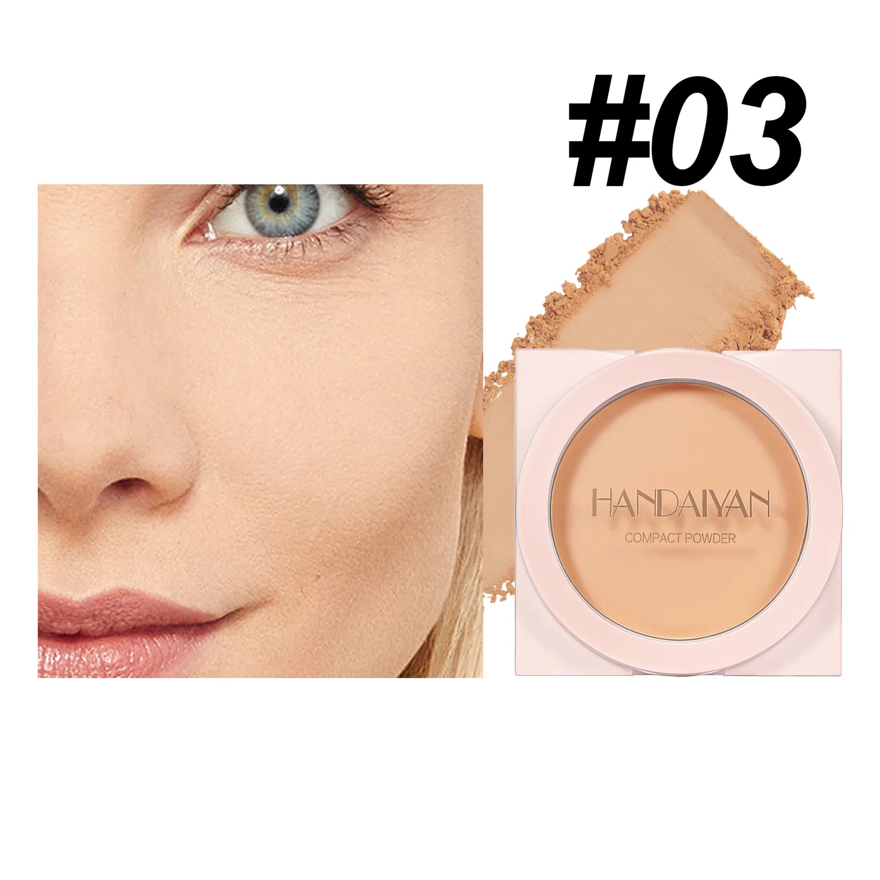 Wheat Powder Matte Finish Sweatproof Oil Control Dry Wet Dual-use Dark Skin Foundation Pressed Powder
