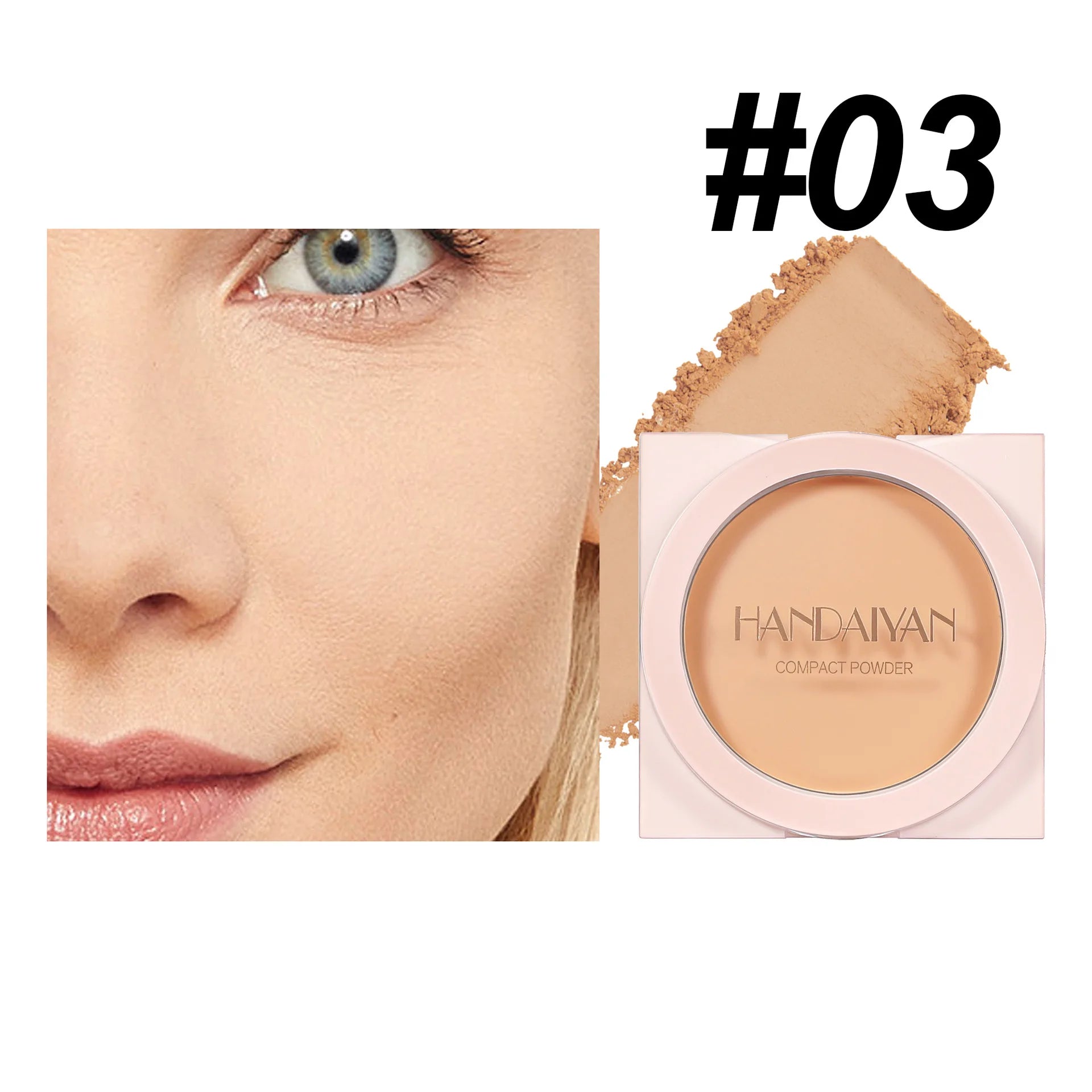 Wheat Powder Matte Finish Sweatproof Oil Control Dry Wet Dual-use Dark Skin Foundation Pressed Powder