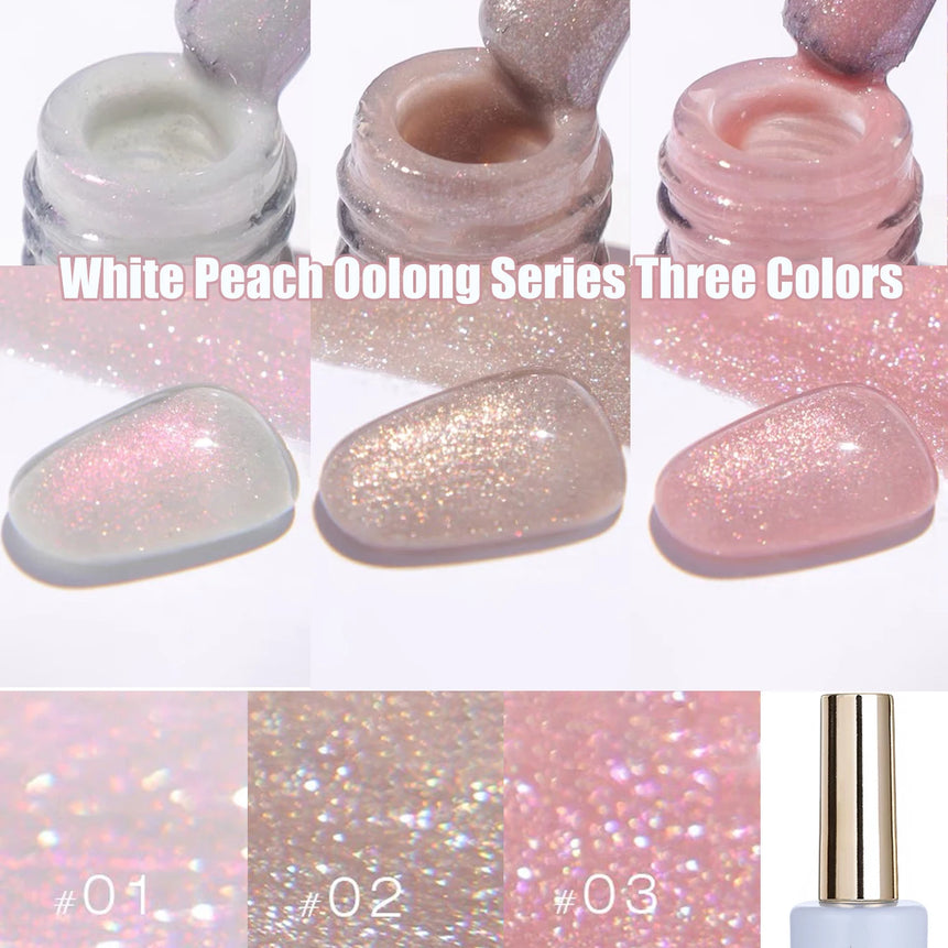 MIANEL1-12pcs 12ML Pink Blue White Green Series With Explosive Glitter Gel Nail Polish, Popular Yun Brocade Diamond Gel Polish