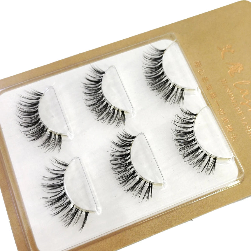 NEW 3Pairs 5d Mink Lashes 3D Mink Eyelashes Invisible Band Natural Black Mink False Eyelash Full Strip cilios posticos Reusable