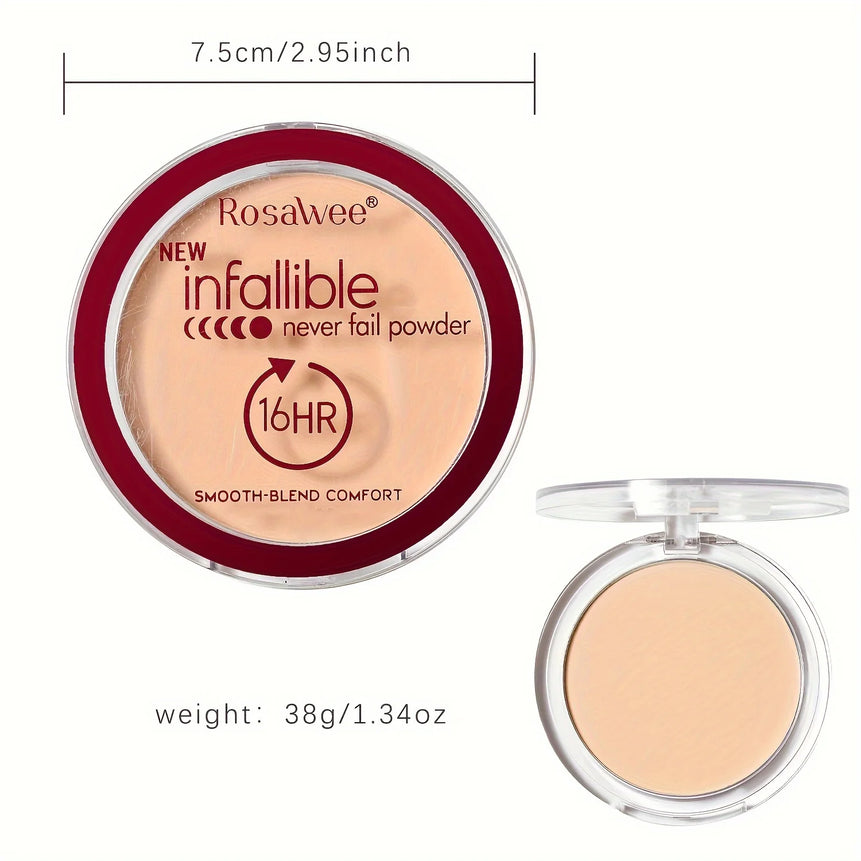 Matte Pressed Powder Foundation Full Coverage 16 Hour Longwear Face Makeup, Oil Control Flawless Finish, Finishing Powder