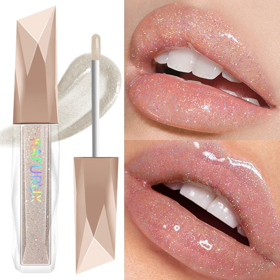 Sweet sparkling lip glaze mirror lip shine light lip gloss transparent lip tint makeup water gloss shimmer liquid lipstick girl