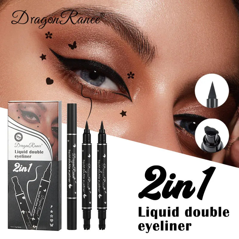 Set of Five Double-Ended Eyeliner Pens, Gel Pens, Stamp Pens, Smooth Color Payoff, Quick-Drying, Long-Lasting, Smudge-Proof, Natural Makeup, Waterproof and Sweat-Proof Eyeliner Pens