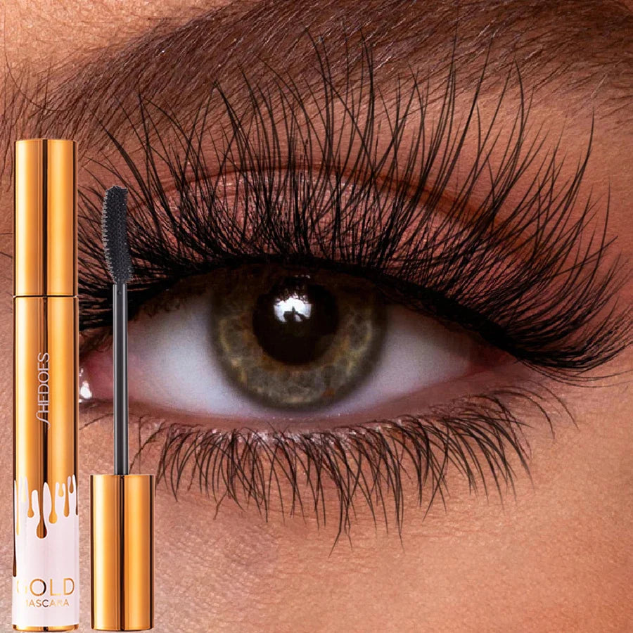 Thick Curly Eye Black Waterproof Non Smudging Slim Durable And Makeup Free Eye Black Gold Color Mascara