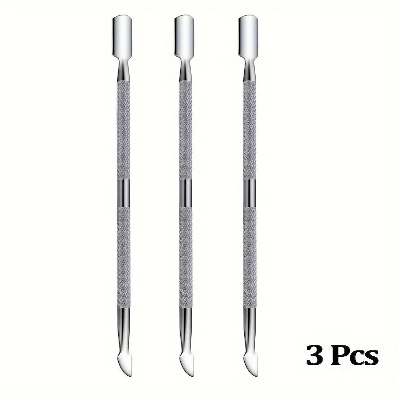 3/5/10pcs Stainless Steel Cuticle Pusher Metal Double-ended Spoon Remover Kit Dead Skin Push Nail Art Cleaning Tools manicure