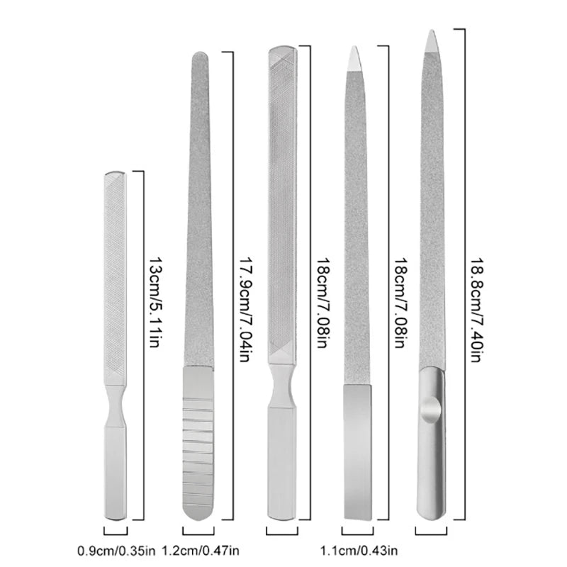 Professional Nail File Stainless Steel Double Side Nail File Buffer File Fingernails Toenails Manicure Files For Salon And Home