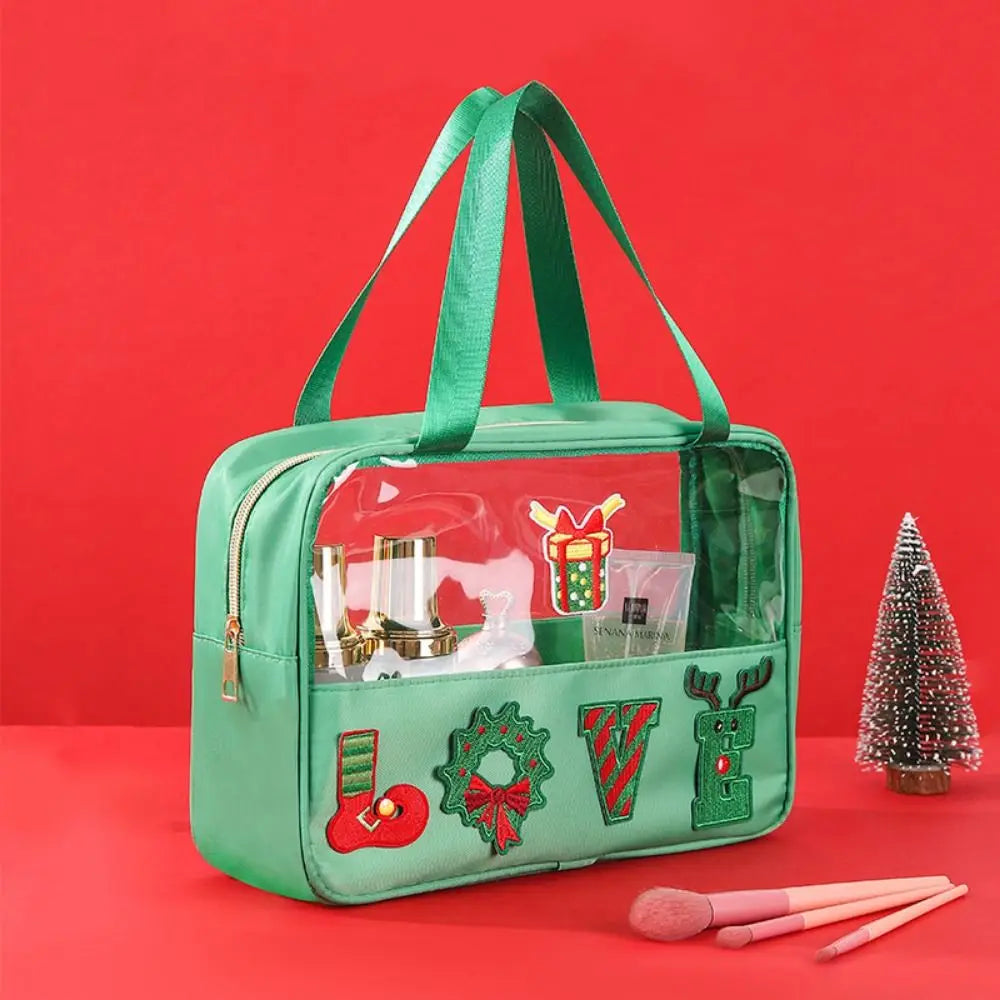 Creative Christmas Clear Travel Bags Cartoon Waterproof Christmas Toiletry Bags PVC Portable Make Up Organizer Travel