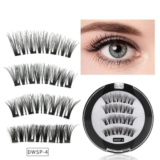 3D Magnetic False Eyelashes Reusable Magnetic Eyelashes With 4 Magnetic Lashes Natural Eyelash Extension Makeup Tools