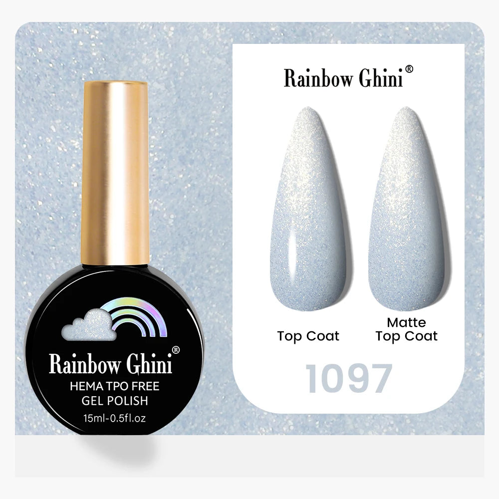 Rainbow Ghini 15ML 146 Colors Long-Lasting Colorful Gel Nail Polish Professional UV/LED Gel Polish Base Coat Matte Top Coat