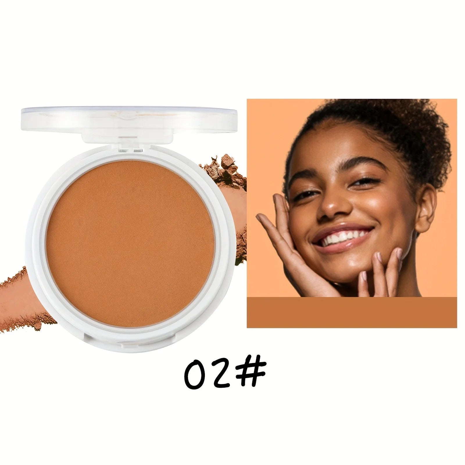 Wheat Bronzing Powder for Dark Skin, Matte Finish, Sweatproof & Oil Dark Foundation Powder Puff And Mirror