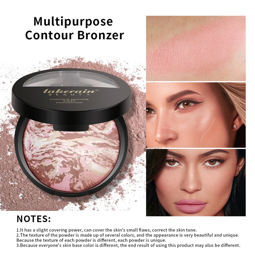 Demi Matte Natural Finish Baked Brighten Color Correcting Powder Foundation Buildable Light to Coverage Oil Control Makeup