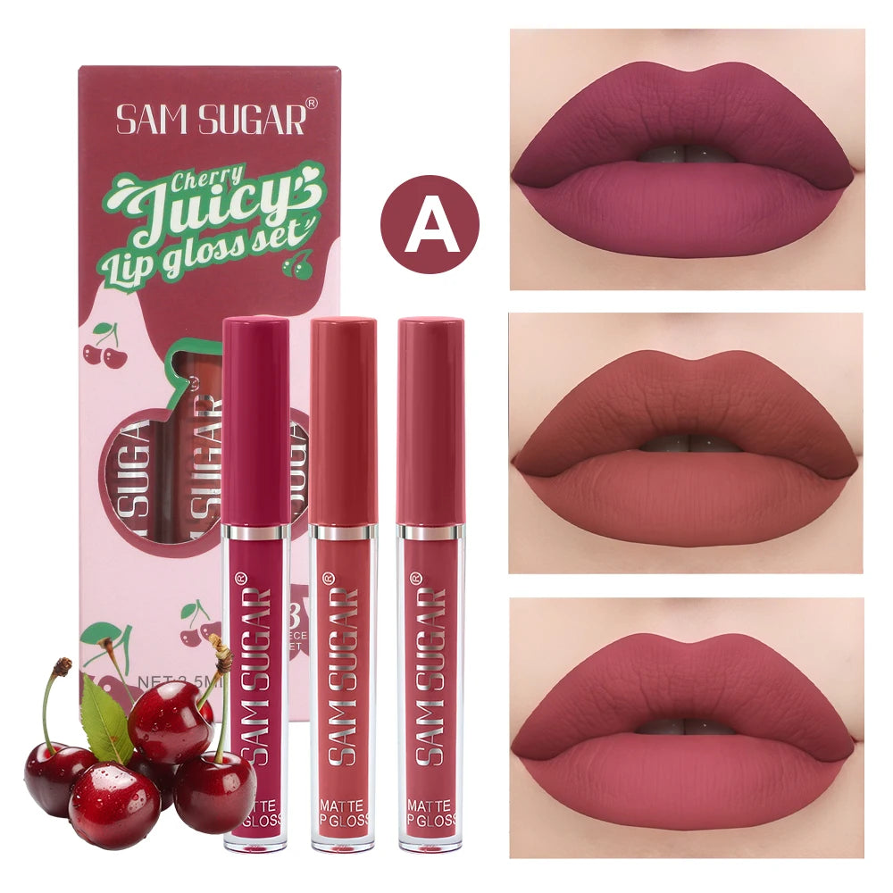 Velvet Matte Lip Gloss Liquid Lipstick Moisturizing Long Lasting Non Stick Cup Glaze Rich Color Set Sexy Fruit Juicy