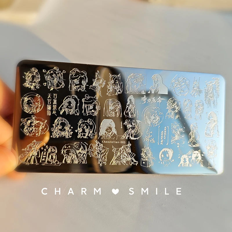 Cartoon Characters Stamping Plates  French Line Geometry  Flowers Leaves Animals Image Stainless Steel Nail Art Template Stencil