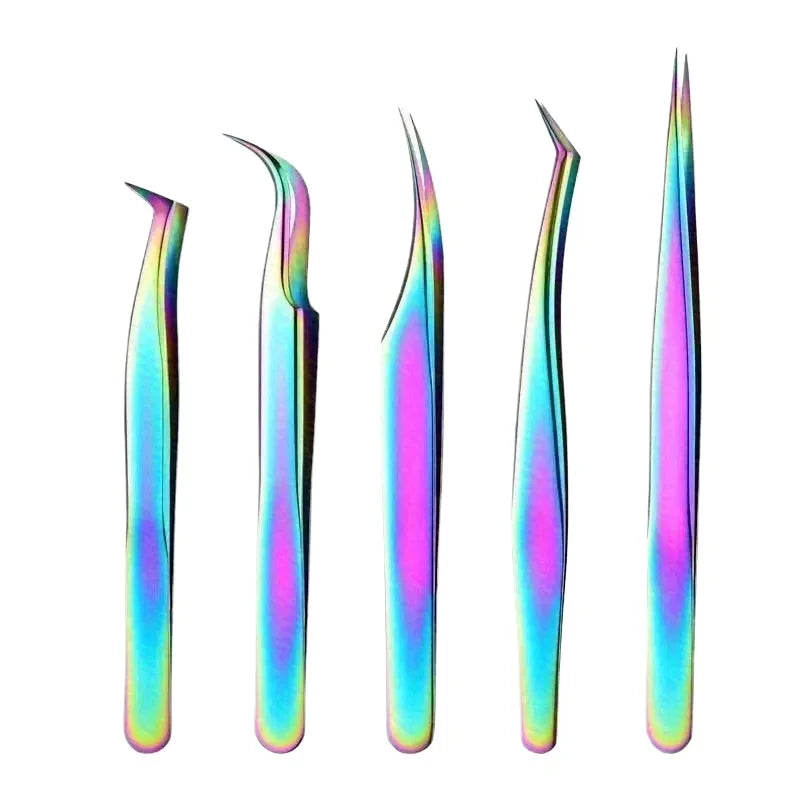 High Precision Eyelash Tweezers Set Stainless Steel Colored Lash Tweezer for Flawless Application & Brow Grooming Christmas Gift