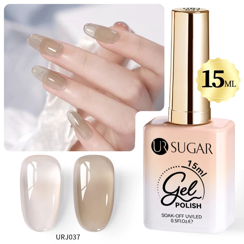 UR SUGAR 15ml Crystal Milky Jelly White Nude Gel Nail Polish Transparent Semi-permanent UV Gel Nail Art Soak Off Gel Varnish