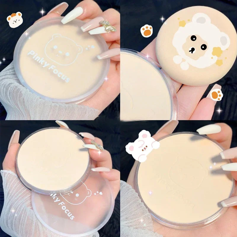 Oil Control Loose Powder Lasting Cute Pressed Powder Waterproof Brightening Concealer Light Breathable Dual-use Face Cosmetics