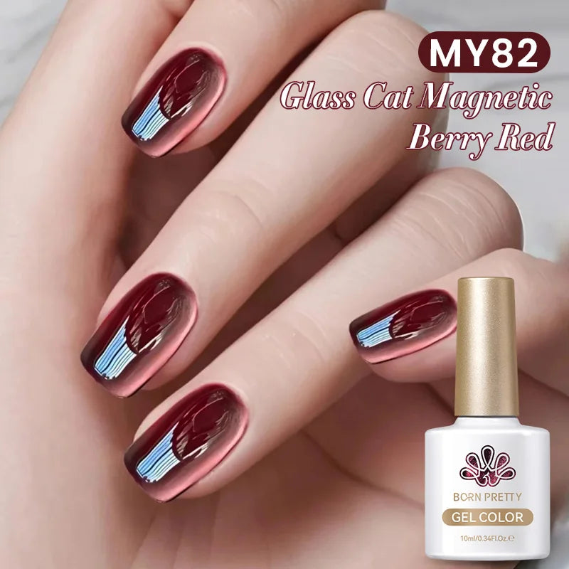 BORN PRETTY 10ml Black Glass Cat Magnetic Gel Nail Polish Silver Gold Glitter Semi Permanent Soak Off UV LED Gel Varnish