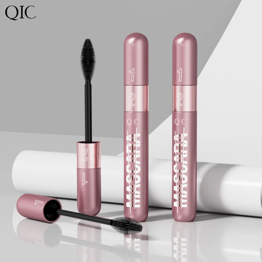 QIC new rose gold double-effect mascara, dense and slender two-in-one waterproof and non-smudging curled mascara.