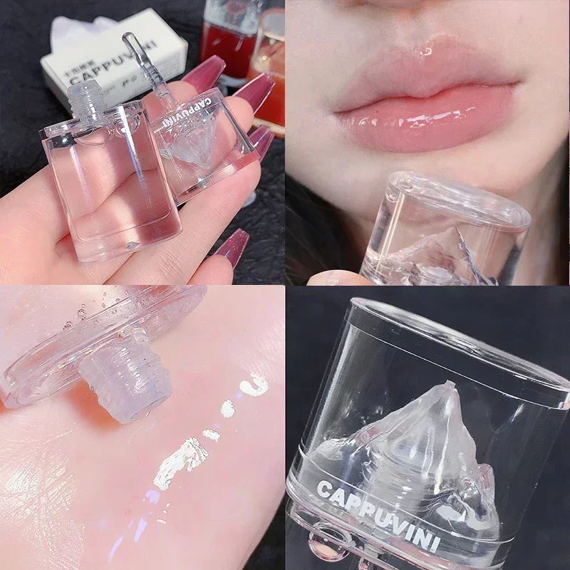 Ice Mountain Lip Gloss Honey Lip Oil Crystal Jelly Lip Glaze Moisturizing Transparent Waterproof Liquid Lips Makeup Cosmetics
