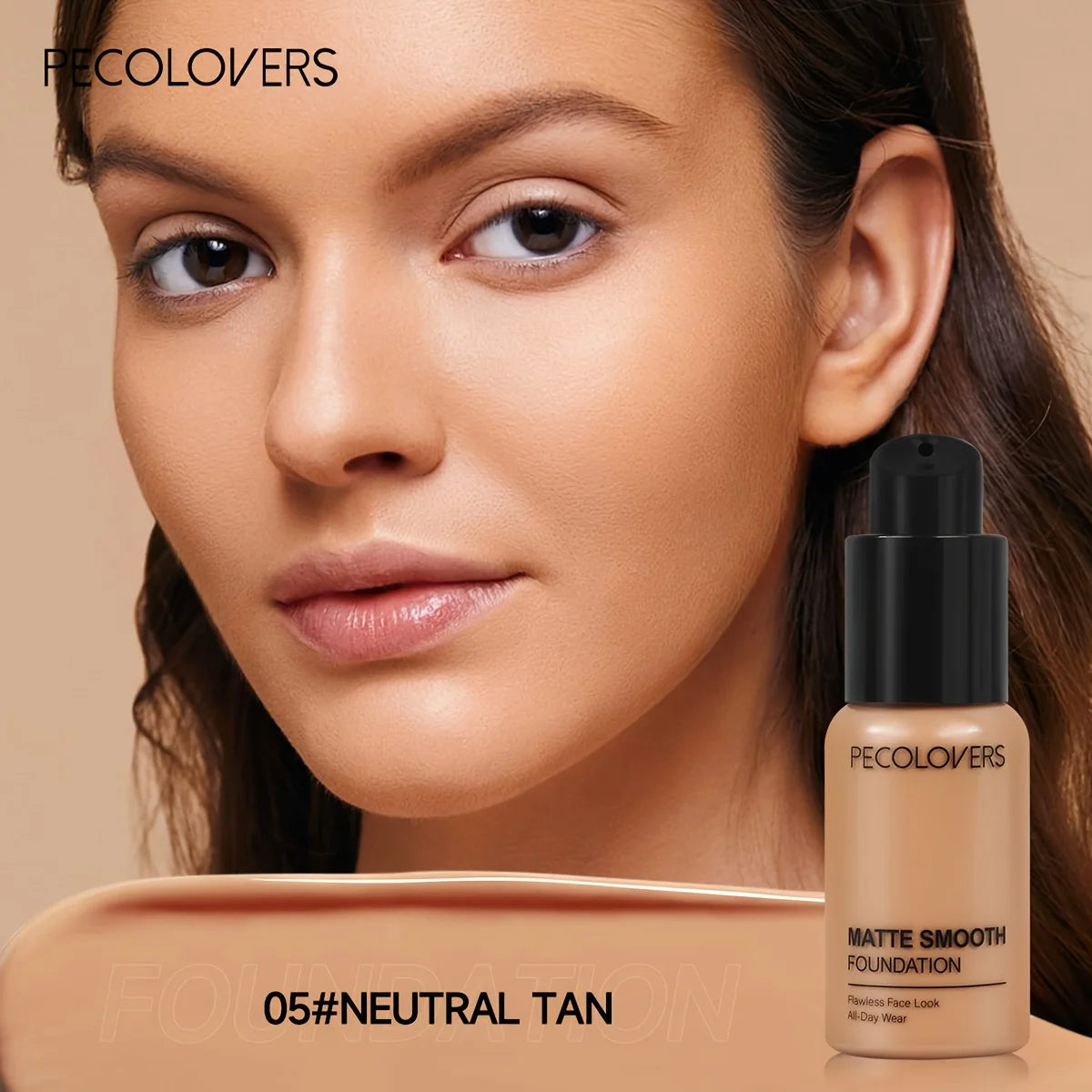 PECOLOVERS Matte Finish Liquid Foundation | Oil-Control, Waterproof, Full Coverage, Concealer, Suitable for All Skin Tones