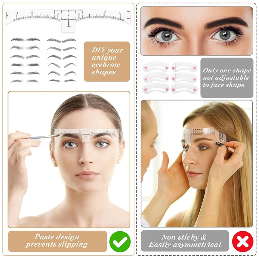 20/50/100 Pcs Eyebrow Ruler Stencils - Disposable Brow Ruler Sticker, Brow Measuring Shaper Tool, Eyebrow Mapping Makeup Tool
