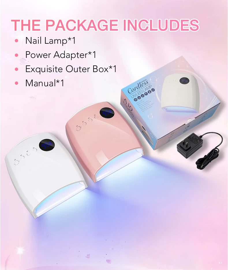 45 LEDs  4 Timers Modes 168W UV  Lamp For Nails Wireless Gel Polish Nail Dryer Pedicure Manicure Light Cordless LCD Nail Lamp