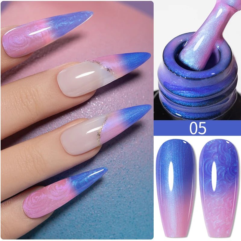 7.5ML Black Cat Eye Magnetic Glitter Gel Nail Polish Ultra-Bright Black Shine Long-Lasting Soak Off UV Nail Art Varnish Manicure
