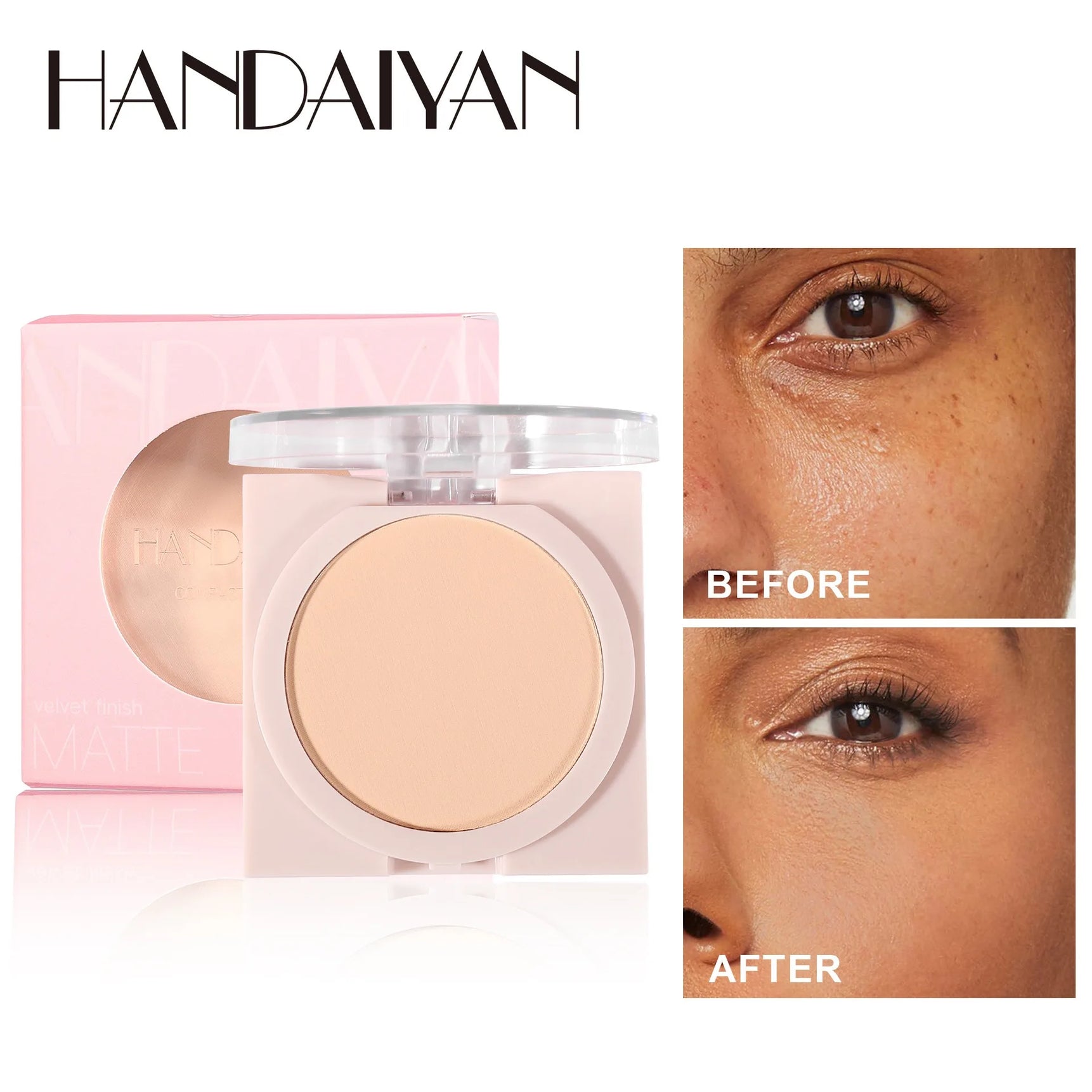 Wheat Powder Matte Finish Sweatproof Oil Control Dry Wet Dual-use Dark Skin Foundation Pressed Powder