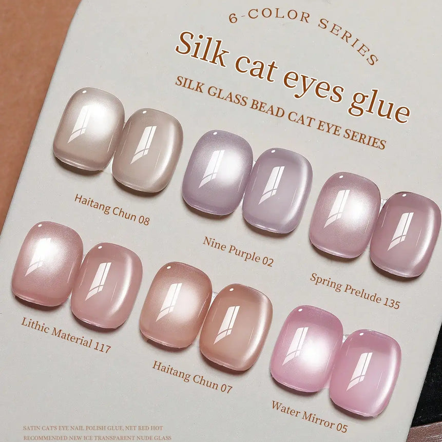 XEIJAYI 6Pcs 15ML Pink Series cat eye Nail Gel polish set Semi Permanent Nail Art Soaking UV LED Nail Salon DIY Nail Salon Gel F
