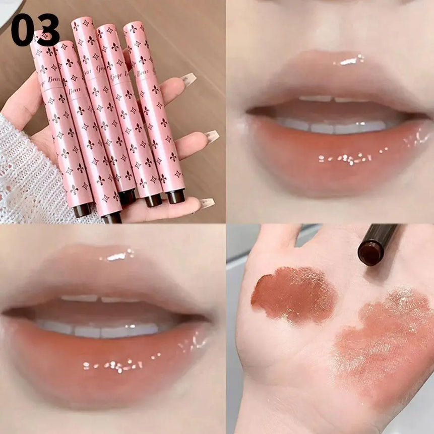 1PCS Glossy Solid Lip Gloss Mirror For Finish Moisturizing Water Light Tint Sweet tea raspberry Lipstick Long Lasting Non Stick