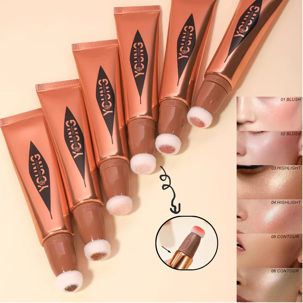 6-colour cushion cotton blush, skin-friendly highlighter that is not irritating, blends naturally without clumping.