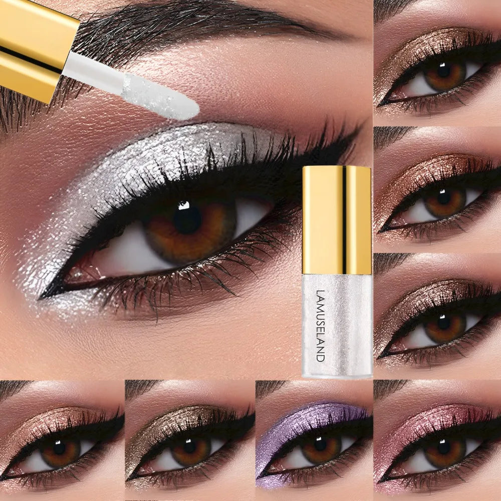 Pearly Liquid Eyeshadow Makeup Natural Smokey Silver Shimmer Glitter Diamond Shadows For Eyelids Waterproof Beauty Highlighter
