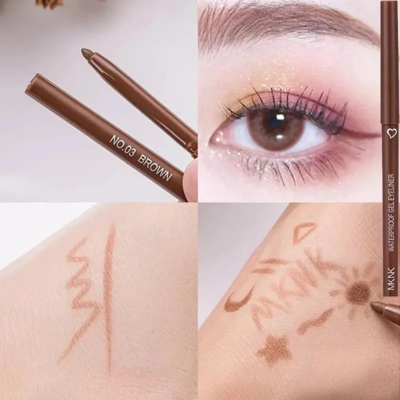 6 Colors Eyeliner Pencil Waterproof Long-lasting Red Black Brown Eyeliner Easy Wearing Quick Dry Smooth Eye Liner Gel Eye Makeup