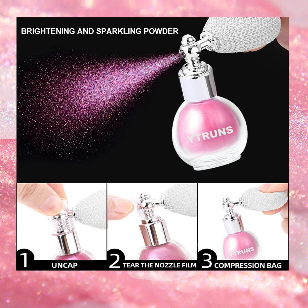 Star glitter spray, body makeup highlighter, 3D glitter powder, suitable for performance and dance party
