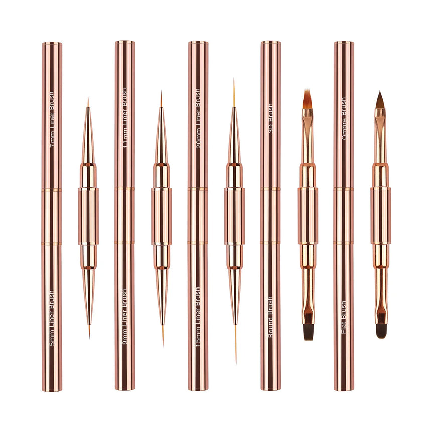 Nail Art Brush Set 5pcs Double-Ended Nail Art Brushes For Long Lines, Thin Liner Brush For Nails Detail Professional nail tools
