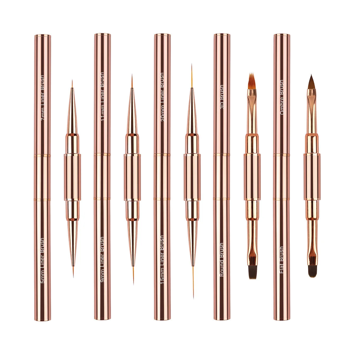 Nail Art Brush Set 5pcs Double-Ended Nail Art Brushes For Long Lines, Thin Liner Brush For Nails Detail Professional nail tools